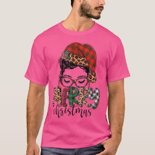 Camiseta Feliz Natal Mensagem Bun Santa Hat Engraçado Xmas