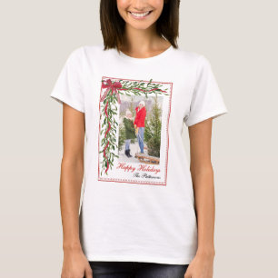 Camiseta Feliz Natal Mistletoe Foto da Família do Arco Verm