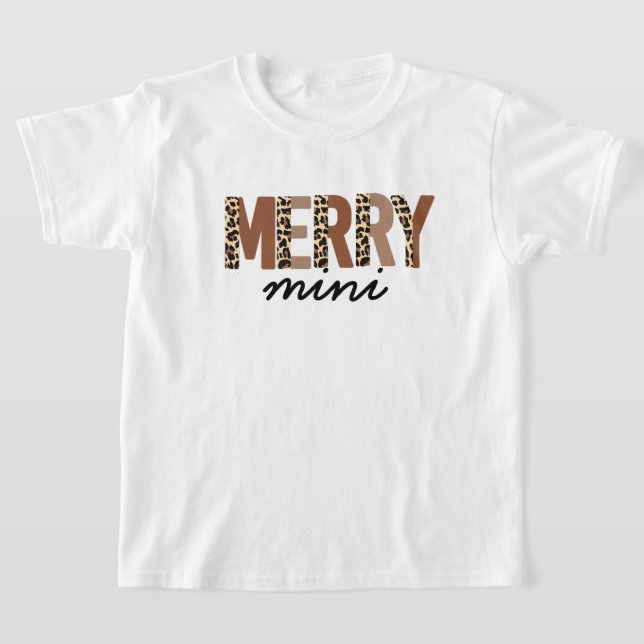 Camiseta "Feliz Natal" Moderno Bloqueio de Cor Leopard Boho (Postura )