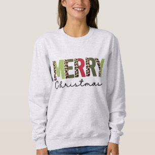 Camiseta "Feliz Natal" Moderno Leopardo de Blocos de Cores 