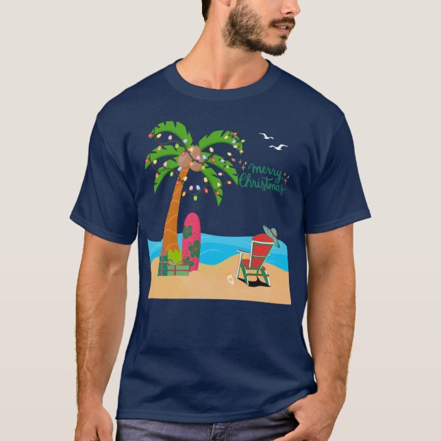 Camiseta Feliz Natal na Praia (Frente)