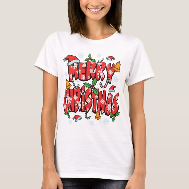 Camiseta Feliz Natal - Natal Festivo Natal - Presente (Frente)