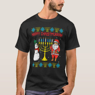 Camiseta Feliz Natal Natal Ugly Hanukkah Pajamas