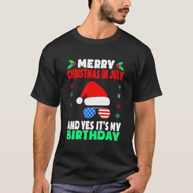 Camiseta Feliz Natal no Nascer de Festa de aniversário de j (Frente)