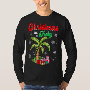 Camiseta Feliz Natal No Verão De Areia De Palmeira Em Julho