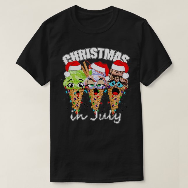 Camiseta Feliz Natal no Verão de julho (Frente do Design)