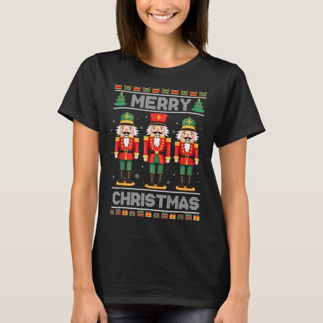 Camiseta Feliz Natal Nutcracker Balé Festivo Xmas Men (Frente)