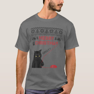 Camiseta Feliz Natal, o quê? Gato Negro Roubou Natal Ug