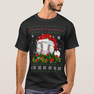 Camiseta Feliz Natal Pajama Luz Baseball Spor