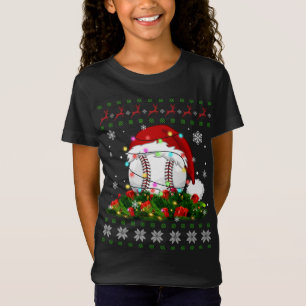 Camiseta Feliz Natal Pajama Luz Baseball Spor