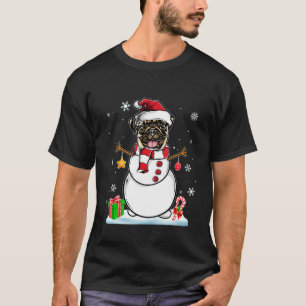 Camiseta Feliz Natal Pajama Pug Dog Papais noeis Snowman