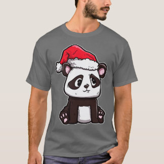 Camiseta Feliz Natal Panda Bear Santas Hat Panda