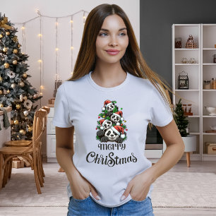 Camiseta Feliz Natal Panda (Camiseta da Família)