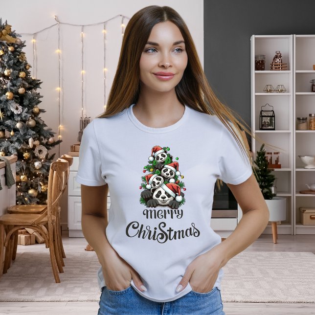 Camiseta Feliz Natal Panda (Camiseta da Família) (Criador carregado)