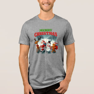 Camiseta Feliz Natal Papai Noel, Boneco de Neve, Gingers Na