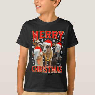Camiseta Feliz Natal Papai Noel Cabra Engraçado Natal Cabra