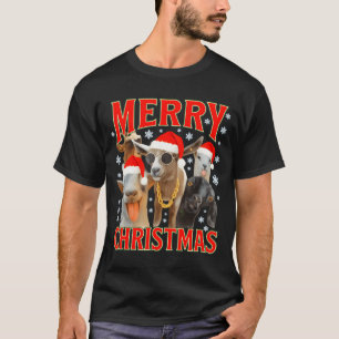 Camiseta Feliz Natal Papai Noel Cabra Natal Divertido Cabra