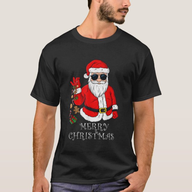 Camiseta Feliz Natal Papai Noel Família Engraçado Pijama X (Frente)