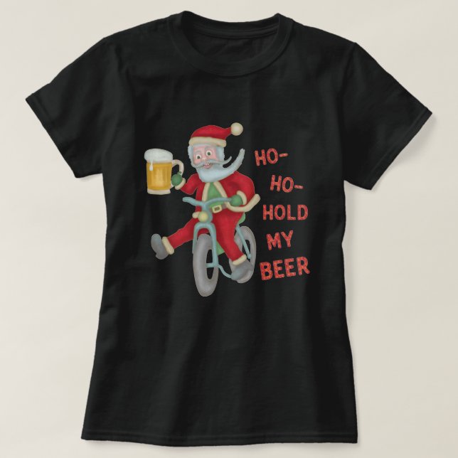 Camiseta Feliz Natal Papai Noel Segura Minha Cerveja Humoro (Frente do Design)