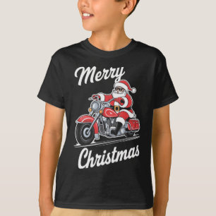 Camiseta Feliz Natal Papais noeis Andando Motocicleta Amar