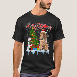 Camiseta Feliz Natal Papais noeis Cocker Spaniel Light Xmas