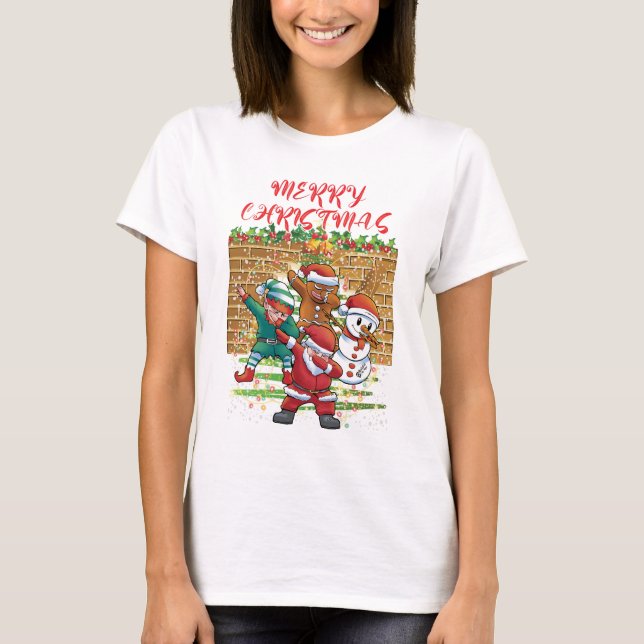 Camiseta Feliz Natal Papais noeis Dab Women White (Frente)