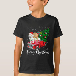 Camiseta Feliz Natal Papais noeis de Bulldog Inglês Red Tru