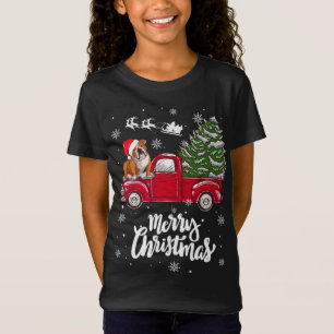 Camiseta Feliz Natal Papais noeis de Bulldog Inglês Red Tru
