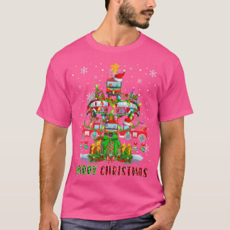 Camiseta Feliz Natal Papais noeis de Fogo Caminhões de Nata