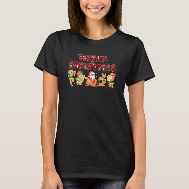 Camiseta Feliz Natal Papais noeis de pão-de-gengibre-doce R (Frente)