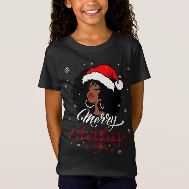 Camiseta Feliz Natal Papais noeis de Xadrez de Buffalo Afro (Frente)