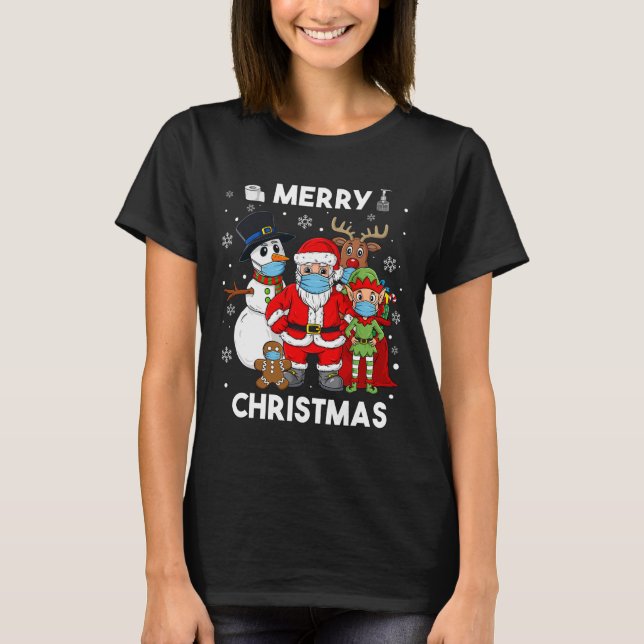 Camiseta Feliz Natal Papais noeis E Amigos Meninos Família (Frente)