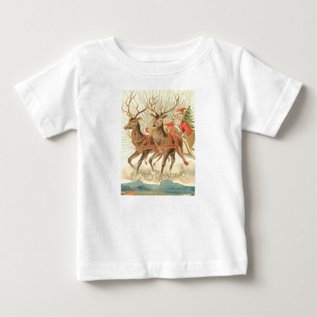 Camiseta Feliz Natal (Papais noeis e sua Reindeer) (Frente)