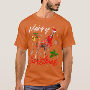 Camiseta Feliz Natal Papais noeis Girafa Xmas Luzes Engraça