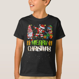 Camiseta Feliz Natal papais noeis Gnomos Dino