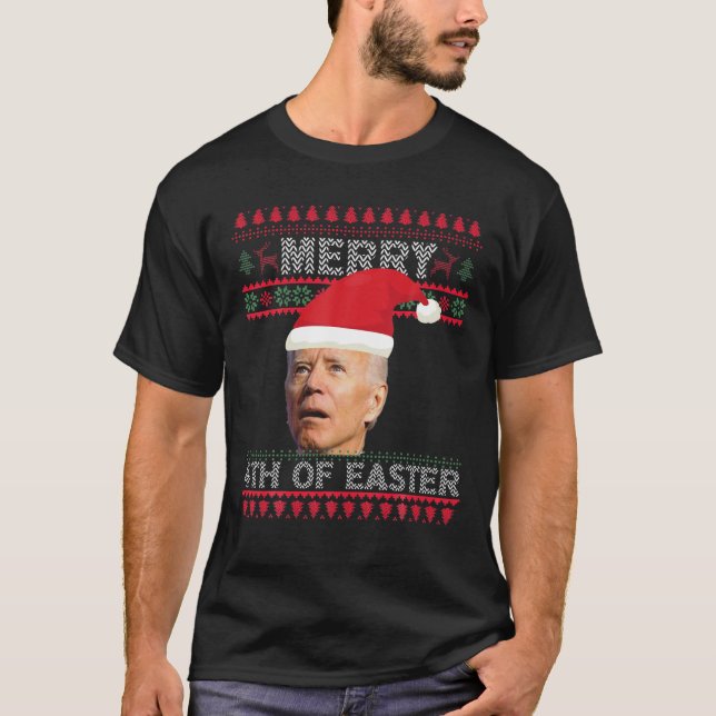 Camiseta Feliz Natal - Papais noeis Joe Biden Feliz 4º Do E (Frente)