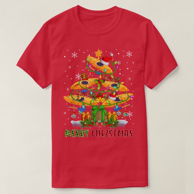 Camiseta Feliz Natal Papais noeis Kayak Boats Xmas Tree Lig (Frente do Design)