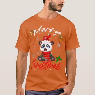 Camiseta Feliz Natal Papais noeis Panda Xmas Luzes Engraçad