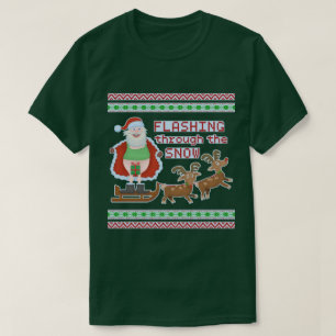 Camiseta Feliz Natal Papais noeis Piscando Através Da Nev