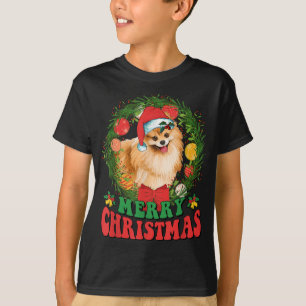 Camiseta Feliz Natal Papais noeis Pomeranianos Cachorro Mot