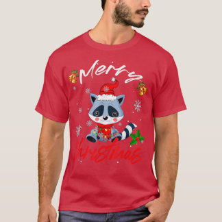 Camiseta Feliz Natal Papais noeis Raccoon Xmas Luzes Engraç