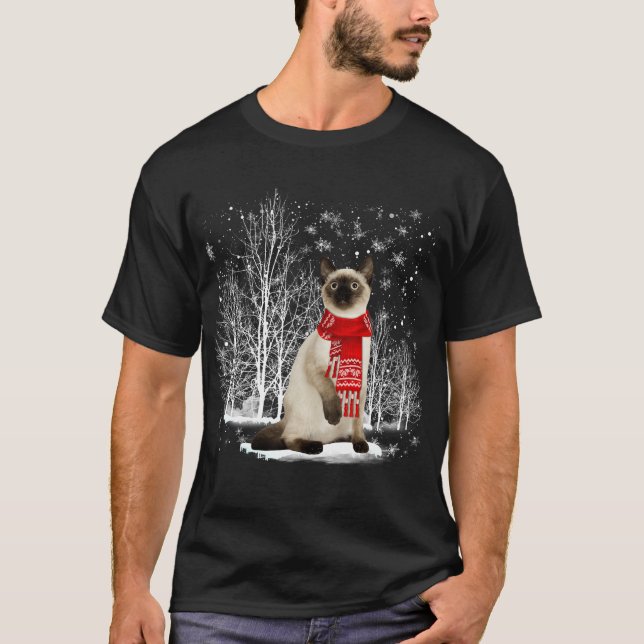 Camiseta Feliz Natal Papais noeis Ragdoll Siamese Cat Chris (Frente)