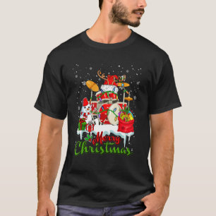 Camiseta Feliz Natal Papais noeis Reindeer Drum Snowma Musi