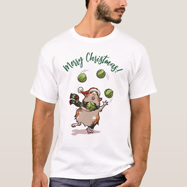 Camiseta Feliz Natal para a Guiné! Juggler Cartoon (Frente)
