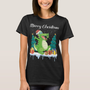 Camiseta Feliz Natal Para Mulheres Xmas Papai Noel Alligat