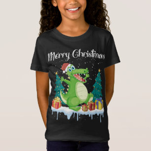 Camiseta Feliz Natal Para Mulheres Xmas Papai Noel Alligat