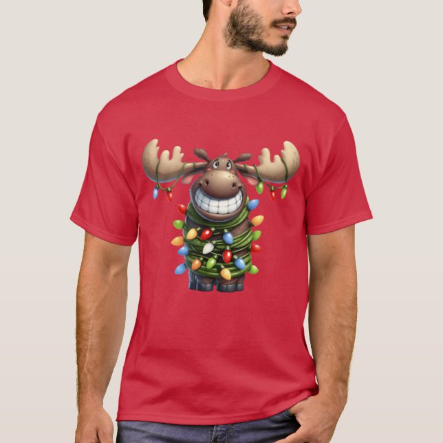 Camiseta Feliz Natal Para O Presente Moose De Natal (Frente)
