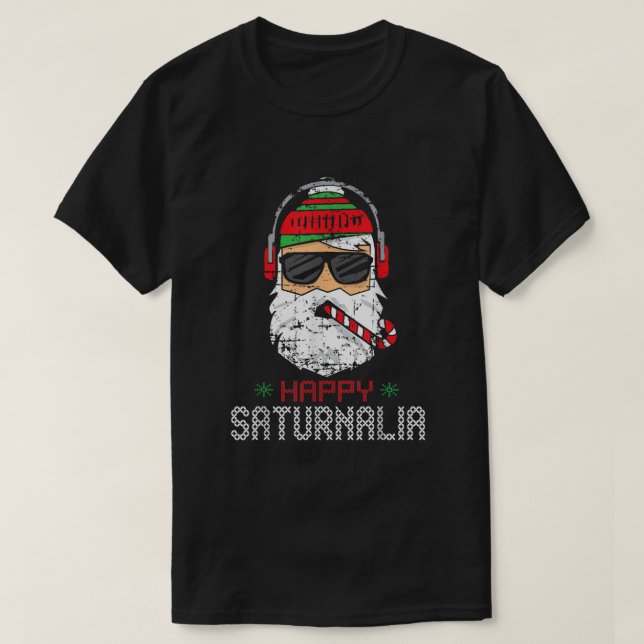 Camiseta Feliz Natal para os Papais noeis Legal de Saturnal (Frente do Design)
