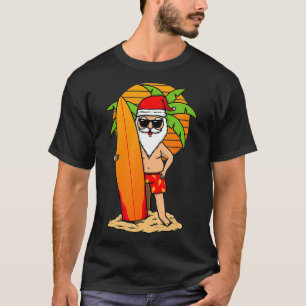 Camiseta Feliz Natal para Papais noeis de surfe em julho Mu