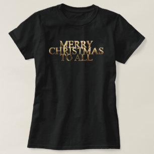Camiseta Feliz Natal Para Todo O Texto Elegante Do Ouro Fau